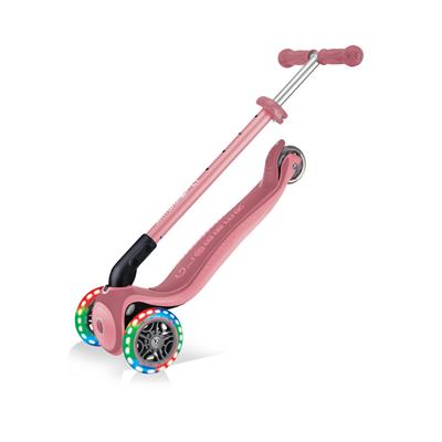 Самокат GLOBBER серії PRIMO FOLDABLE PLUS LIGHTS, пастельно-рожевий, колеса з підсвіткою, 50кг, 3+