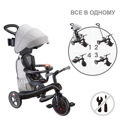 Велосипед дитячий GLOBBER серії EXPLORER TRIKE 4в1 DELUXE PLAY, чорно-сірий, до 20кг, 3 кол