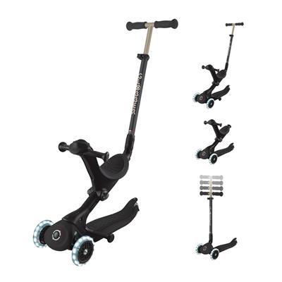 Самокат GLOBBER серії GO UP DELUXE LIGHTS 5в1 чорний, колеса з підсвіткою 20/50кг