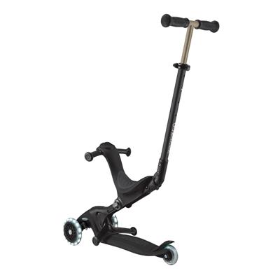 Самокат GLOBBER серії GO UP DELUXE LIGHTS 5в1 чорний, колеса з підсвіткою 20/50кг