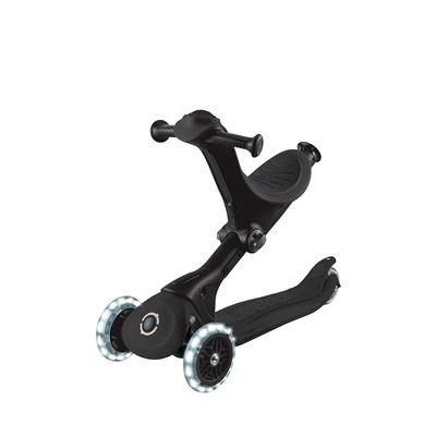 Самокат GLOBBER серії GO UP DELUXE LIGHTS 5в1 чорний, колеса з підсвіткою 20/50кг