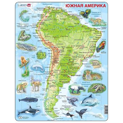Пазл рамка-вкладиш LARSEN Мапа Південної Америки  - тваринний світ