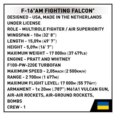 Конструктор COBI Літак F-16C Fighting Falcon (UA), 500 деталей