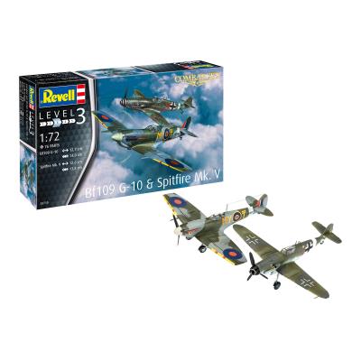 Збірна модель-копія Revell Літаки Messerschmitt Bf109G-10 та Spitfire Mk.V, рів 3, м: 1:72