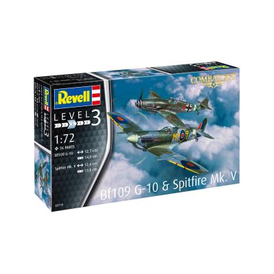 Збірна модель-копія Revell Літаки Messerschmitt Bf109G-10 та Spitfire Mk.V, рів 3, м: 1:72