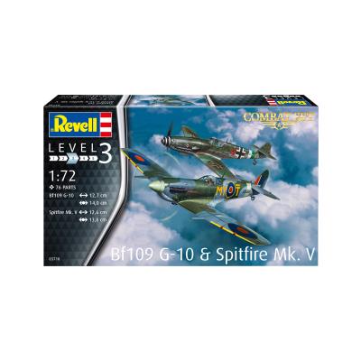 Збірна модель-копія Revell Літаки Messerschmitt Bf109G-10 та Spitfire Mk.V, рів 3, м: 1:72