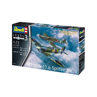 Збірна модель-копія Revell Літаки Messerschmitt Bf109G-10 та Spitfire Mk.V, рів 3, м: 1:72