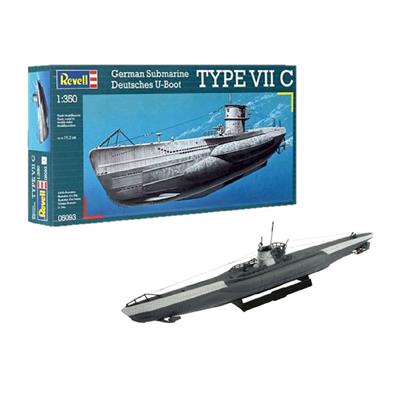 Збірна модель-копія Revell Німецький підводний човен U-Boot Type VIIC рівень 4 масштаб 1:350