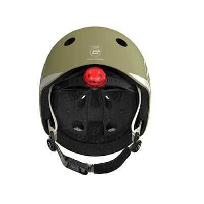 Шолом захисний дитячий Scoot and Ride, оливковий з ліхтариком 45-51см