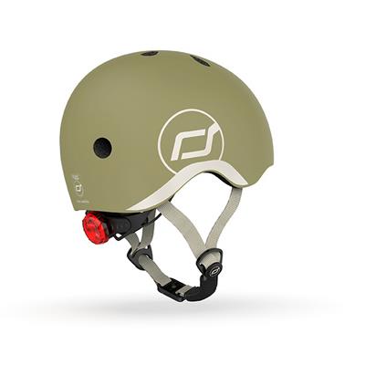 Шолом захисний дитячий Scoot and Ride, оливковий з ліхтариком 45-51см
