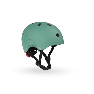 Шолом захисний дитячий Scoot and Ride, сіро-зелений, з ліхтариком, 51-53см