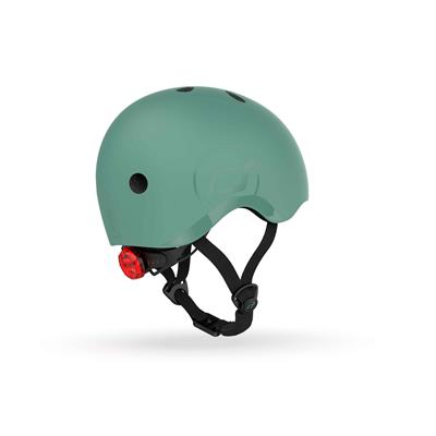 Шолом захисний дитячий Scoot and Ride, сіро-зелений, з ліхтариком, 51-53см