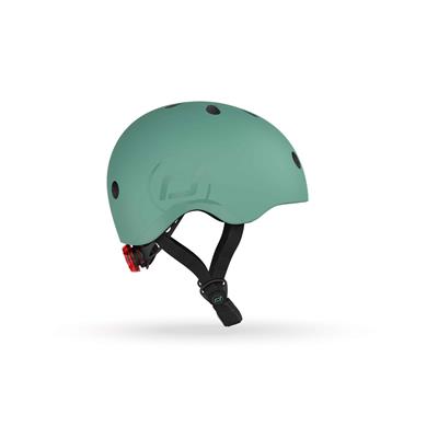 Шолом захисний дитячий Scoot and Ride, сіро-зелений, з ліхтариком, 51-53см