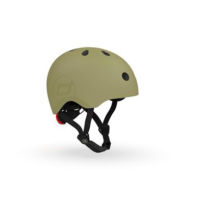 Шолом захисний дитячий Scoot and Ride, оливковий, з ліхтариком, 51-53см