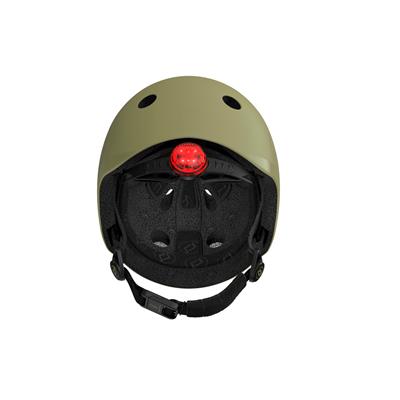 Шолом захисний дитячий Scoot and Ride, оливковий, з ліхтариком, 51-53см