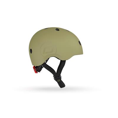 Шолом захисний дитячий Scoot and Ride, оливковий, з ліхтариком, 51-53см