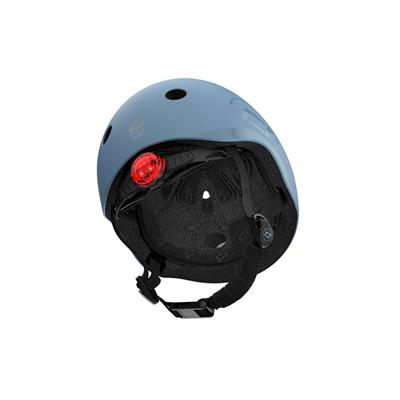 Шолом захисний дитячий Scoot and Ride, сіро-синій, з ліхтариком, 51-53см