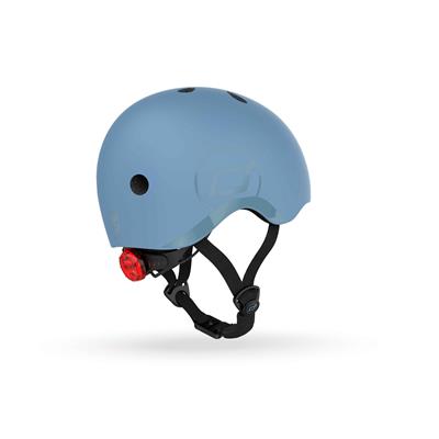 Шолом захисний дитячий Scoot and Ride, сіро-синій, з ліхтариком, 51-53см
