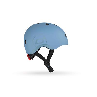 Шолом захисний дитячий Scoot and Ride, сіро-синій, з ліхтариком, 51-53см
