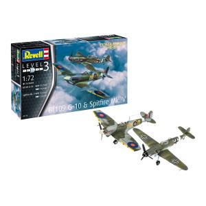 Збірна модель-копія Revell Літаки Messerschmitt Bf109G-10 та Spitfire Mk.V, рів 3, м: 1:72