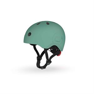 Шолом захисний дитячий Scoot and Ride, сіро-зелений, з ліхтариком, 51-53см