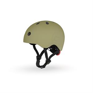 Шолом захисний дитячий Scoot and Ride, оливковий, з ліхтариком, 51-53см