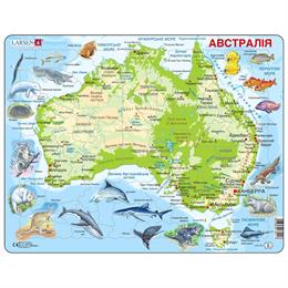 Пазл рамка-вкладыш LARSEN Карта Австралии с животными (на украинском языке), серия МАКСИ