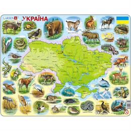 Пазл рамка-вкладиш LARSEN Мапа України - світ тварин