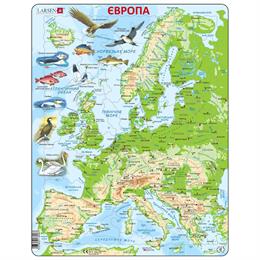 Пазл рамка-вкладиш LARSEN Мапа Європи з тваринами