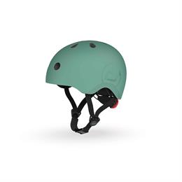 Шолом захисний дитячий Scoot and Ride, сіро-зелений, з ліхтариком, 51-53см